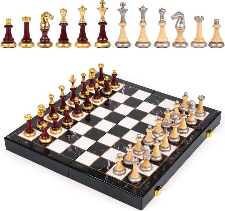 Metal Chess Set Portable Travel Chess Set Folding Chessboard