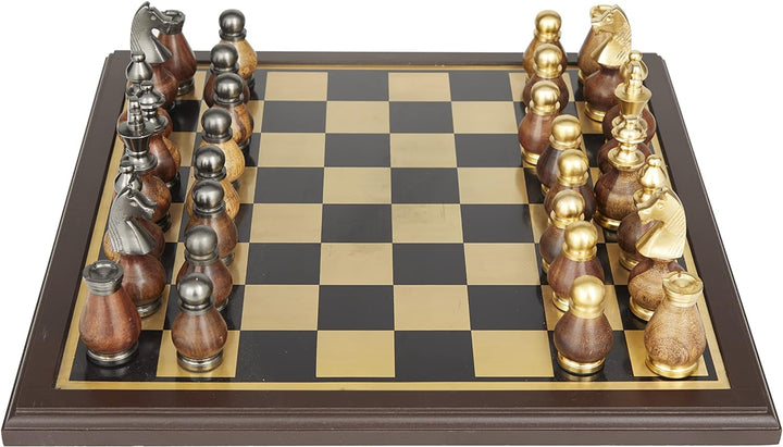Unique Metal Chess Set, 16" x 16"