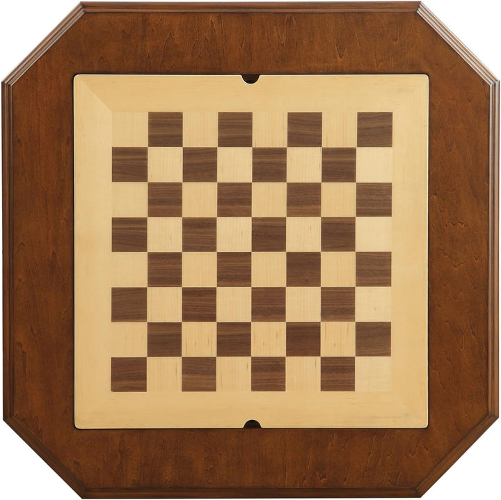 Reversible Chess Checker Game Table w/Backgammon Game Tray (Brown)