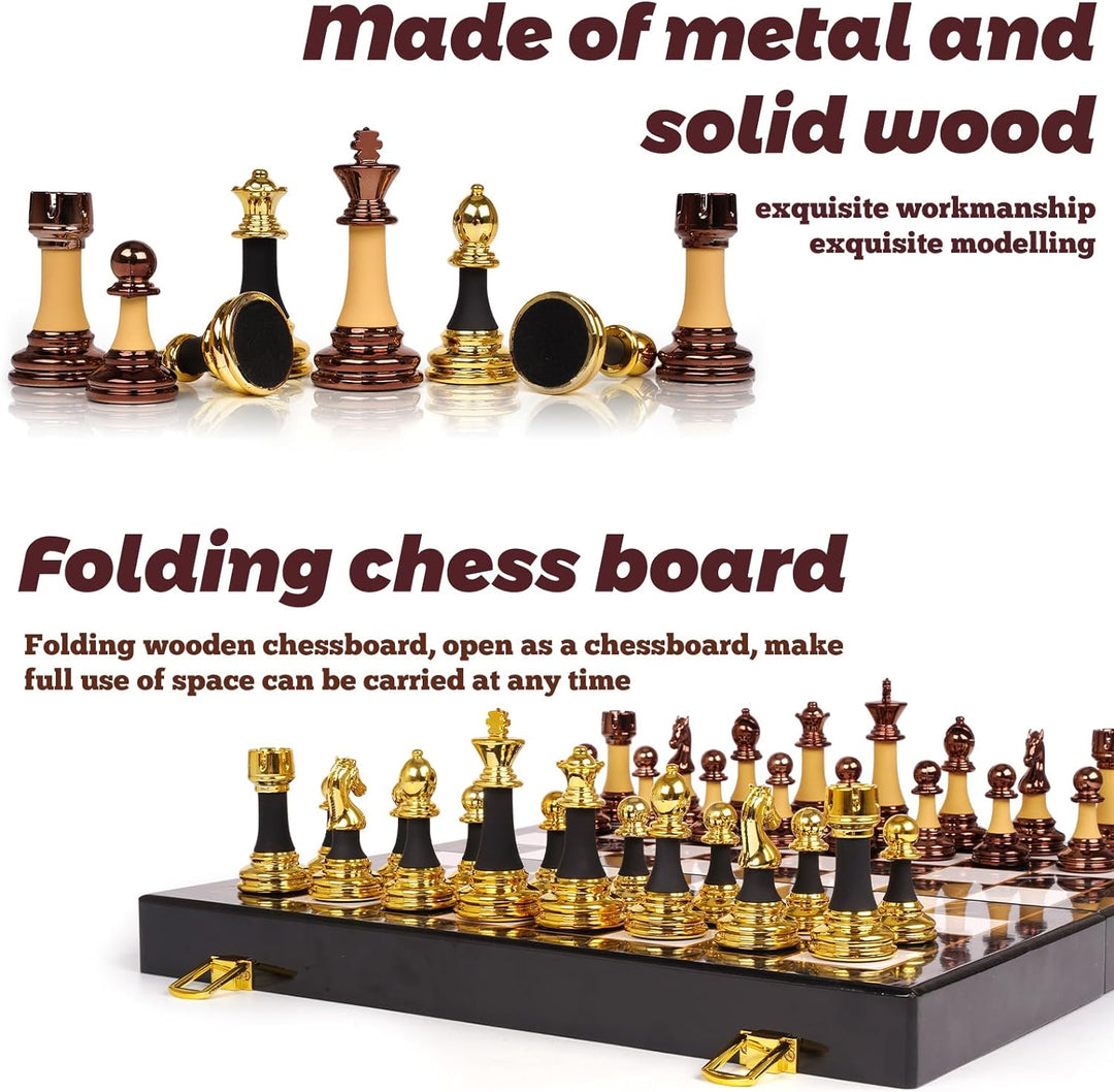 15" Acrylic Chess Sets with Zinc Alloy + Acrylic Chess Pieces & Portable Folding Wooden Chess Board