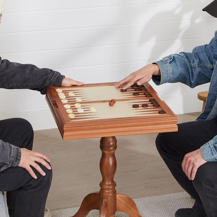 3-in-1 Chess Checkers Backgammon Table Set, 18 Inch Premium Wooden Chess Table