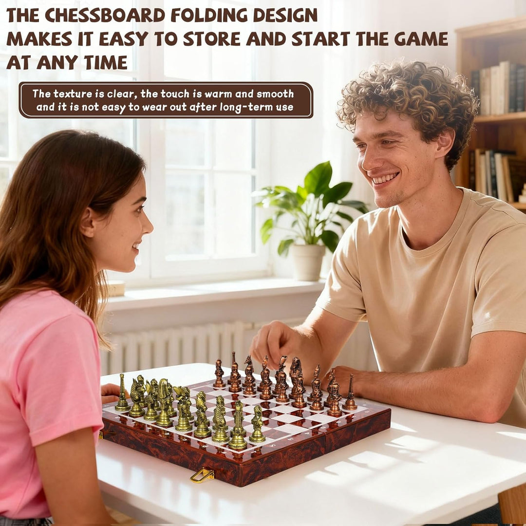 Egyptian Themed Metal Chess Set