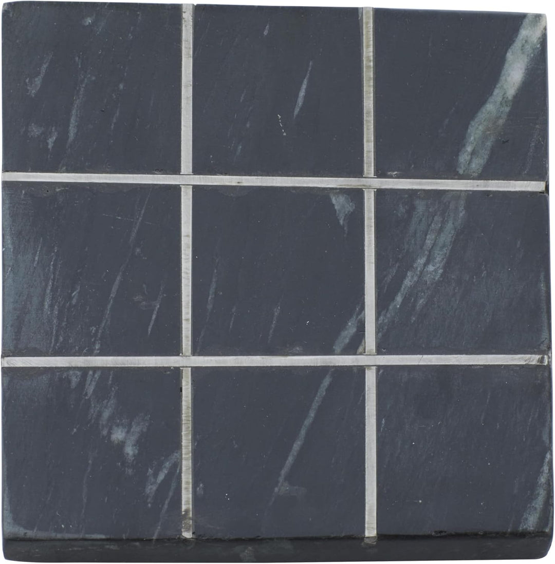 Contemporary Marble Game Set, 6"L x 6"H, Black/Silver