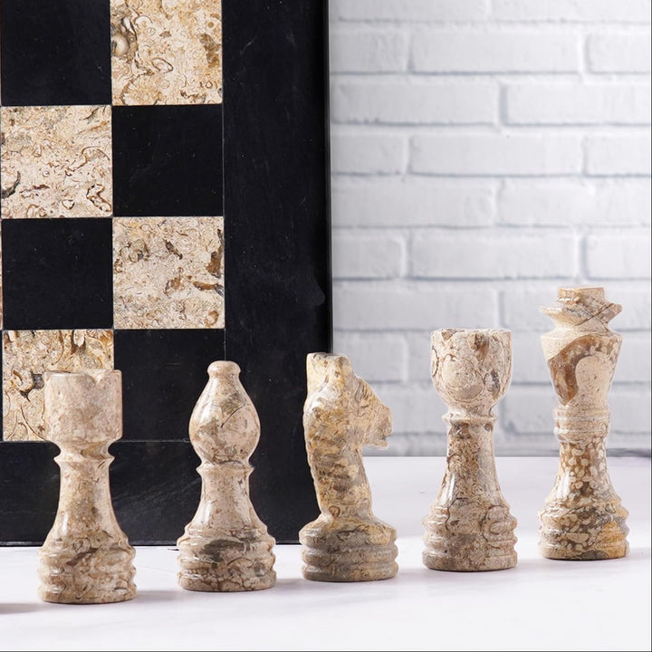 Marble chess pieces in front of a checkered marble and blackboard background with 'RADICAL' branding.