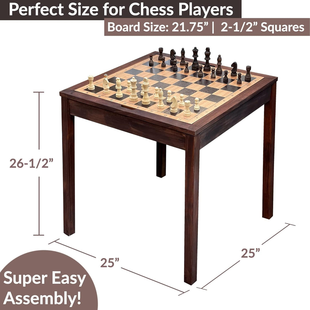 Wooden Chess Table | Chess, Checkers and Backgammon 3 in 1 Combo Game Table