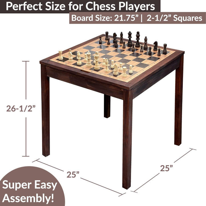 Wooden Chess Table | Chess, Checkers and Backgammon 3 in 1 Combo Game Table