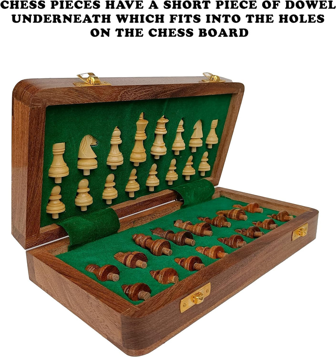 Rosewood Foldable Chess Set for Blind & Visually Impaired (12 Inches)