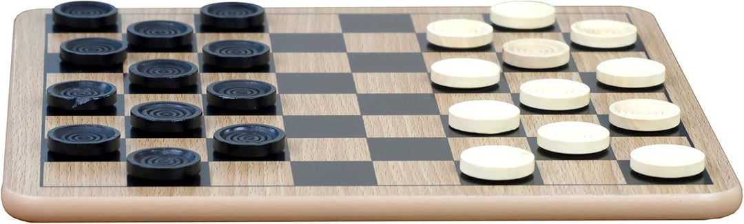 Reversible Wooden Board for Chess, Checkers & Tic-Tac-Toe
