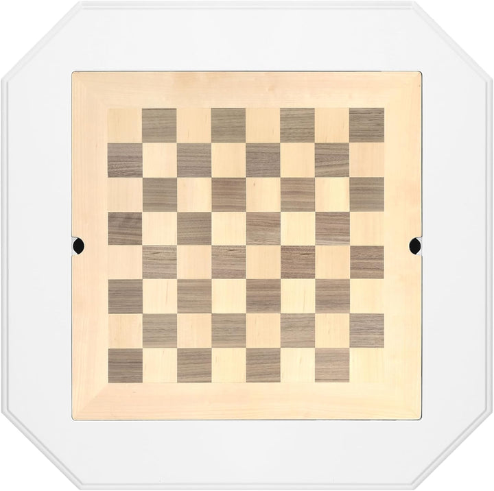Reversible Chess Checker Game Table w/Backgammon Game Tray (White)