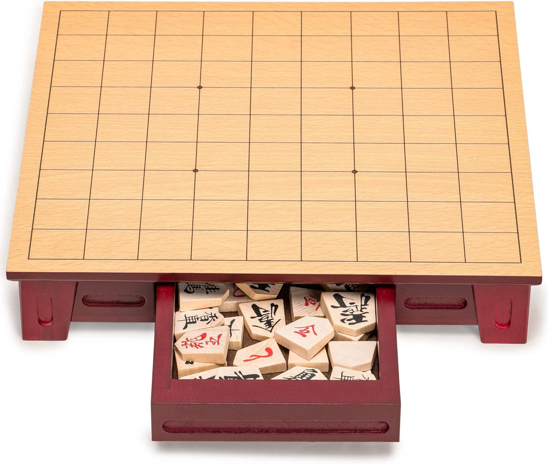 Shogi Japanese Chess Game Set - Wooden Board with Drawers 10.6" - Chess'n'Boards