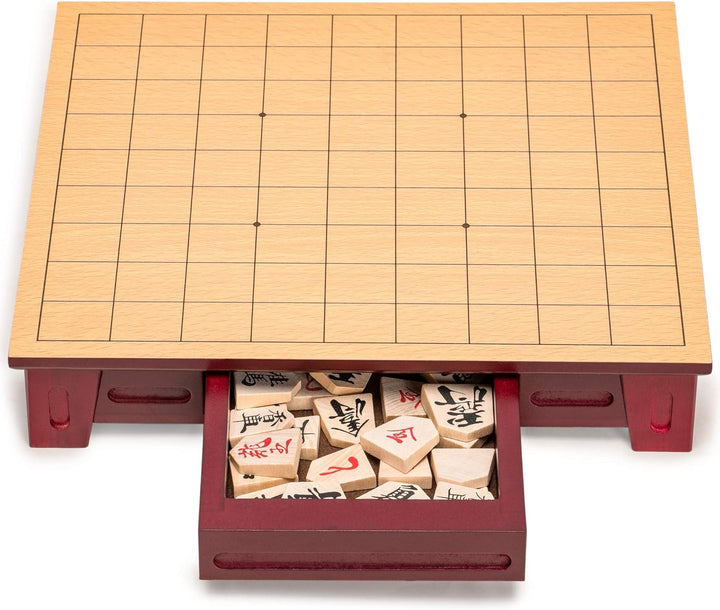 Shogi Japanese Chess Game Set - Wooden Board with Drawers 10.6" - Chess'n'Boards