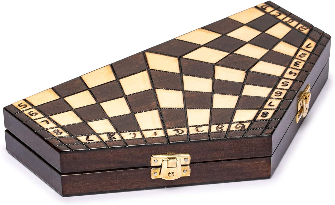 Wooden Three-Player Chess - 12 Inches - with Foldable Board