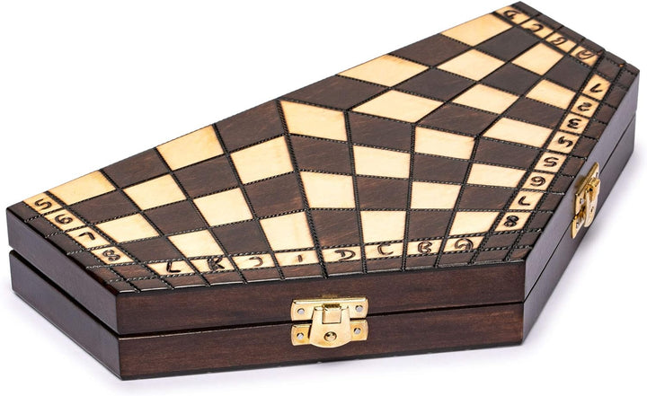 Wooden Three-Player Chess - 12 Inches - with Foldable Board