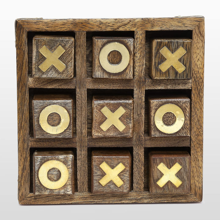 Brass Inlaid Tic Tak Toe Board Game 5 x 5" | Noughts and Crosses