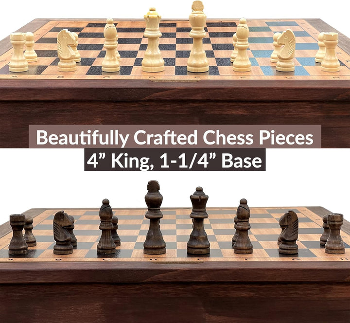 Wooden Chess Table | Chess, Checkers and Backgammon 3 in 1 Combo Game Table