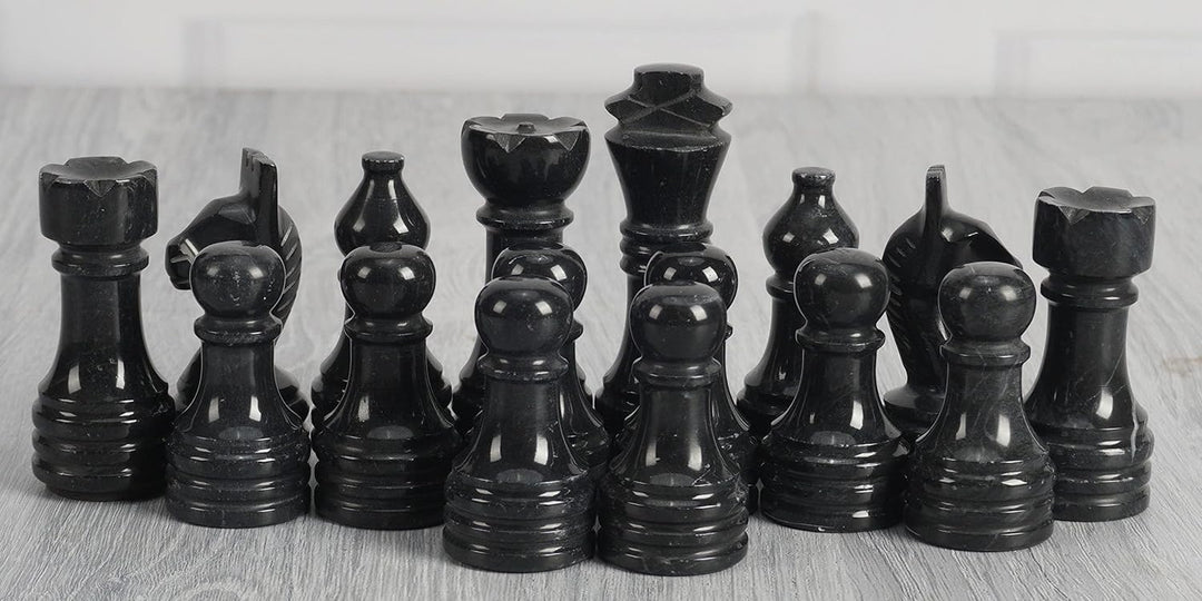 Marble Chess Pieces Black & Multi Green 3.5 Inch