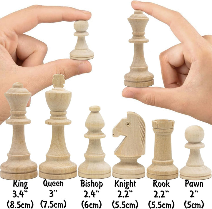Unpainted Wood Chess Pieces Only for Board Games