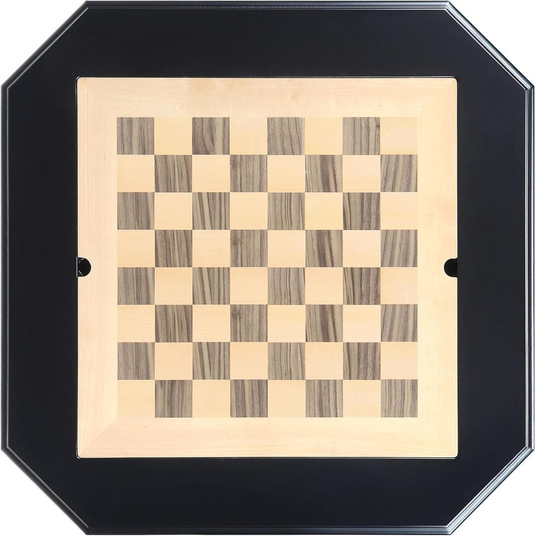 Reversible Chess Checker Game Table w/Backgammon Game Tray (Black)