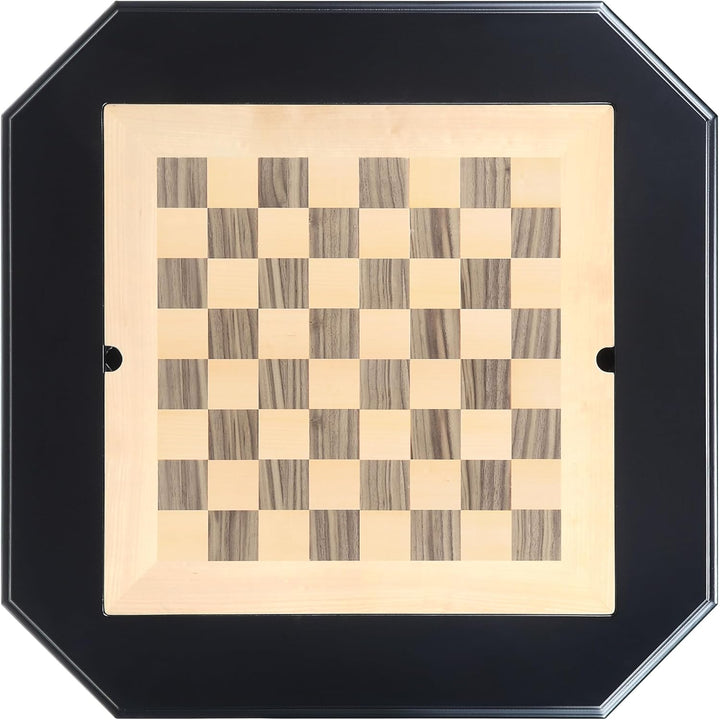 Reversible Chess Checker Game Table w/Backgammon Game Tray (Black)