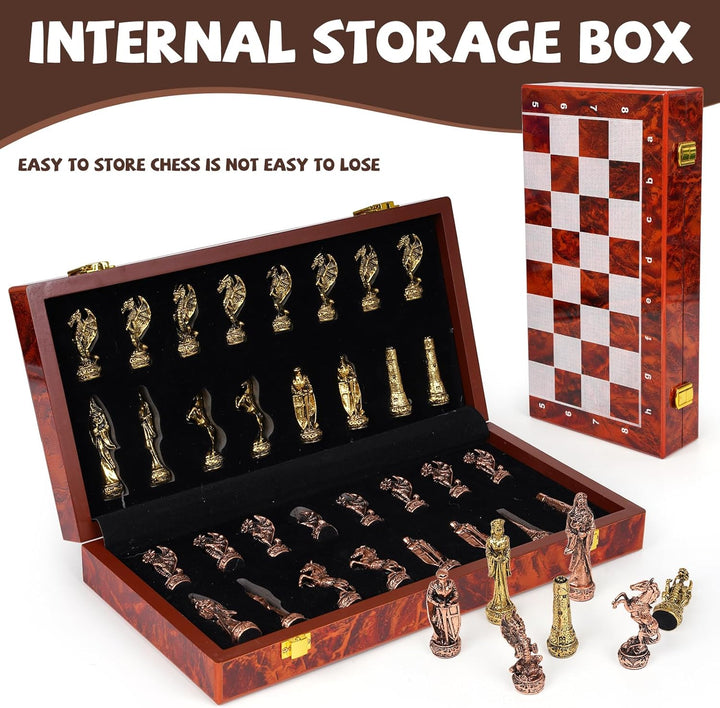 Vintage Figurine Metal Chess Set