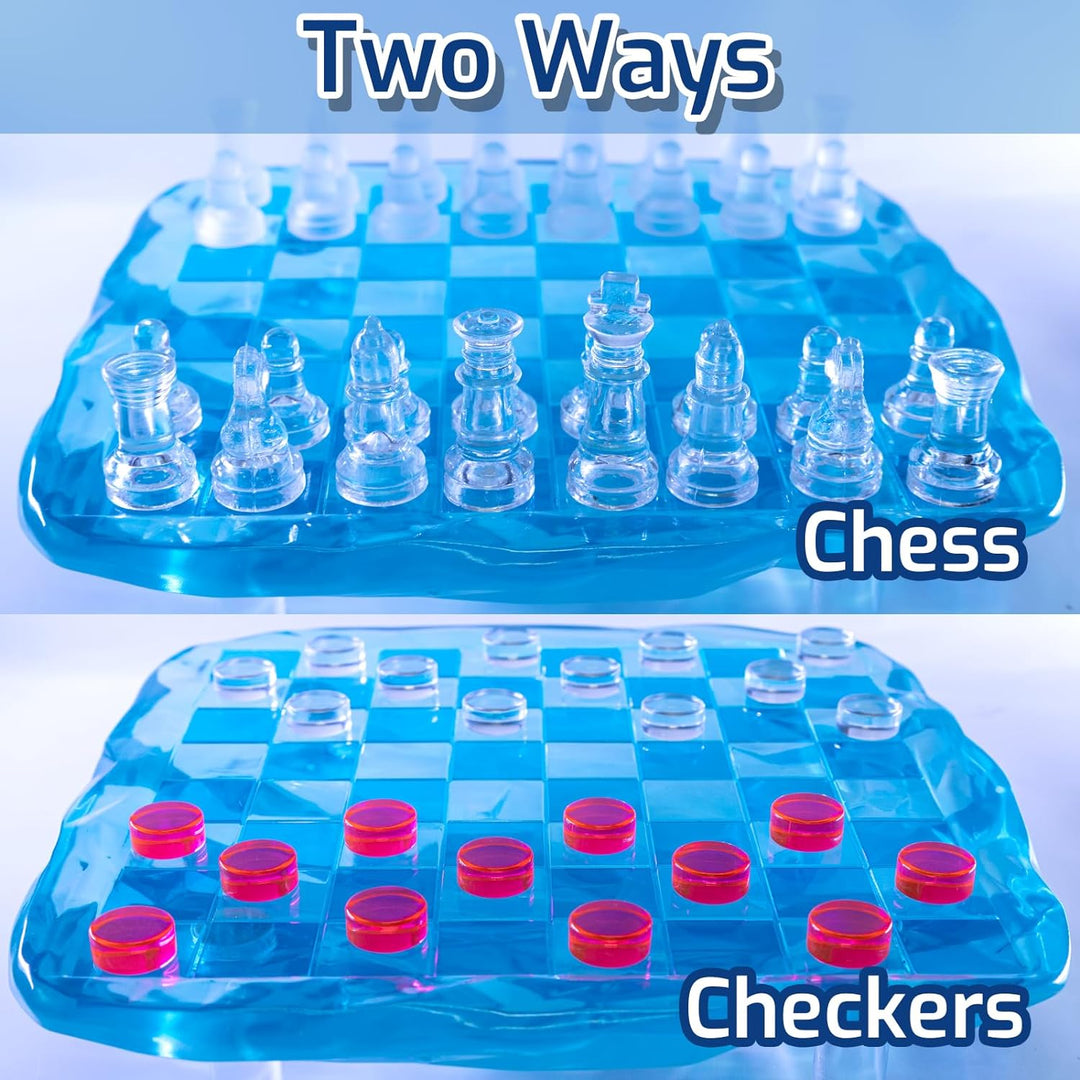 Crystal Chess Pieces with Chessboard | Glass Chess Set