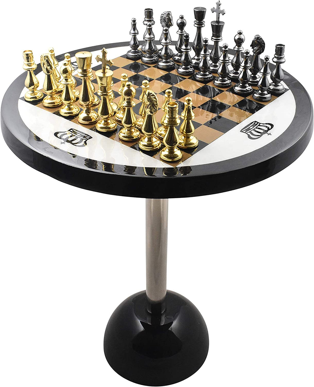 Collectibles Brass Metal Luxury Chess Pieces Board Game with Table Set- 21" Tall
