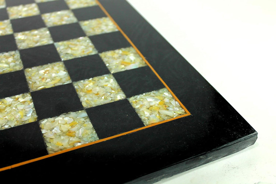 Collectible Black Marble and Mother of Pearl (MOP) Chess Board