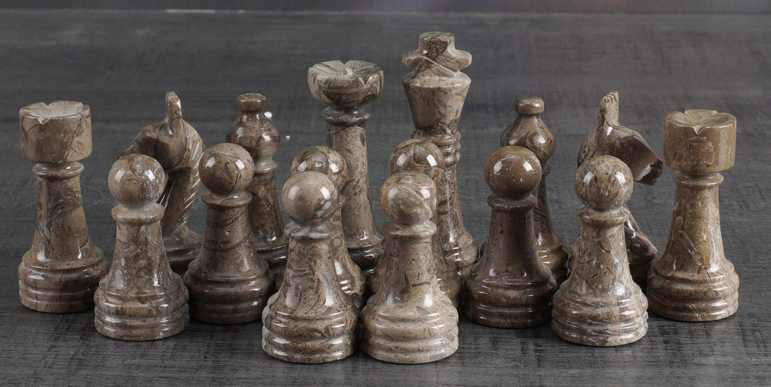 Marble Chess Pieces Oceanic and White 3.5 Inch