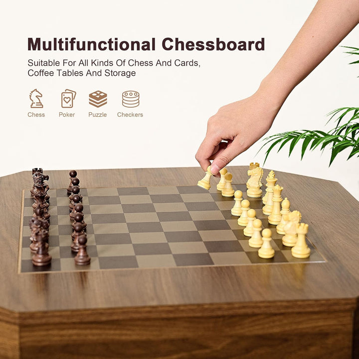 Chess Checker Game Table with 2-Drawers Storage