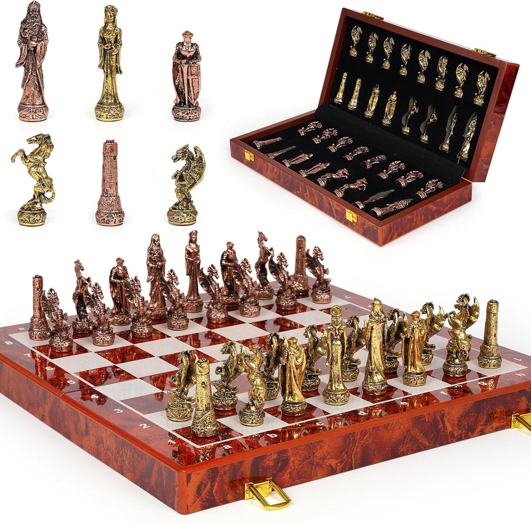 Vintage Figurine Metal Chess Set