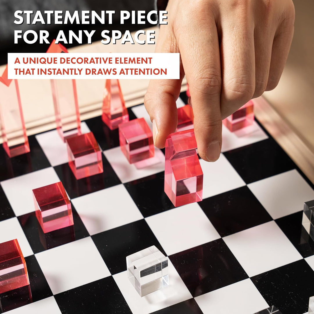 Acrylic Chess Set for Decor and Playing - Modern Pink Chess