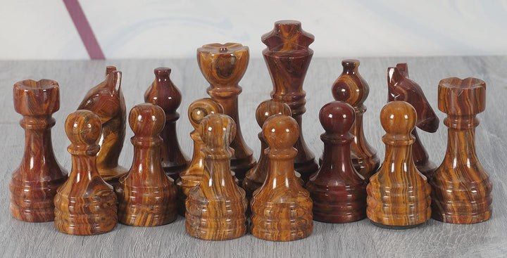 Marble Chess Pieces Red & Coral 3.5 Inch