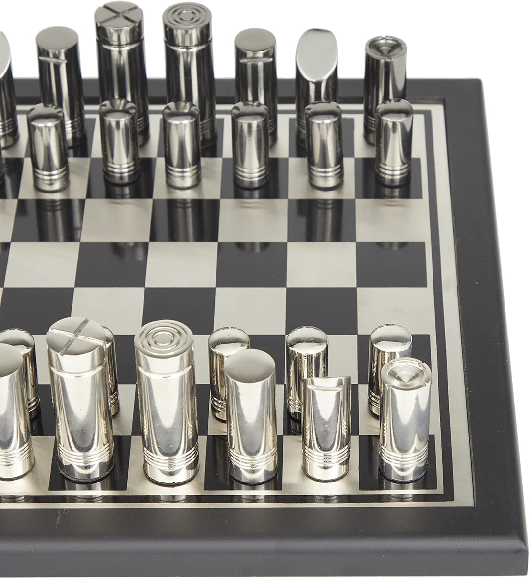 Aluminum Chess Game Set, 14" x 14" x 4", Silver