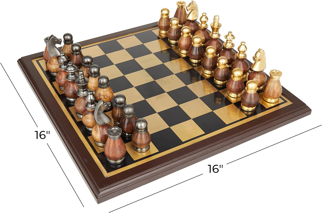 Unique Metal Chess Set, 16" x 16"