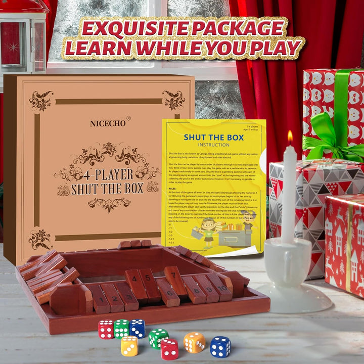 Shut The Box Dice Game, 2-4 Player