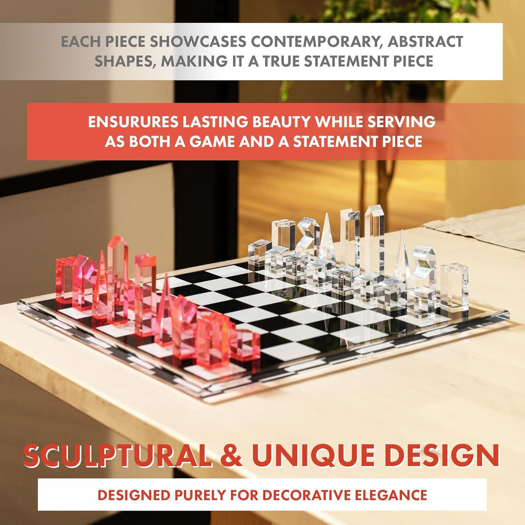 Acrylic Chess Set for Decor and Playing - Modern Pink Chess