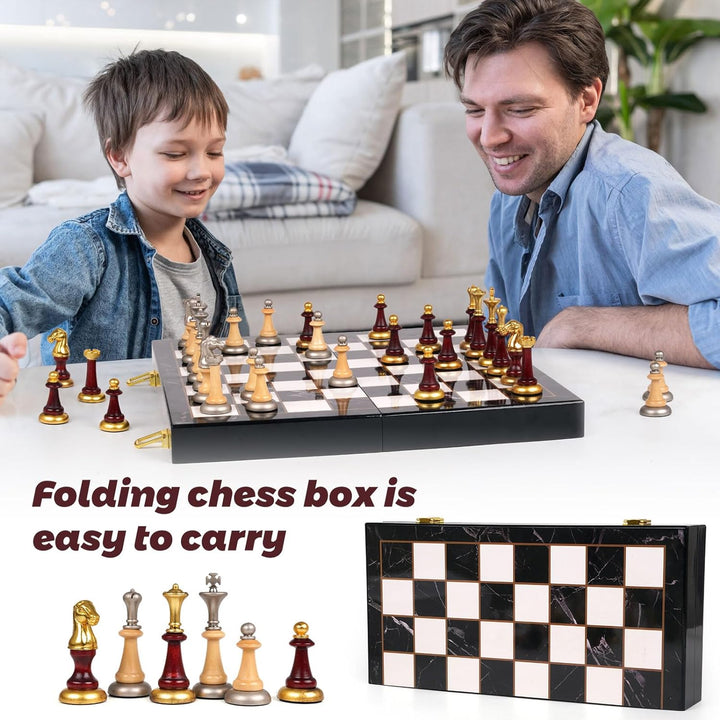 Metal Chess Set Portable Travel Chess Set Folding Chessboard