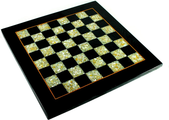 Collectible Black Marble and Mother of Pearl (MOP) Chess Board