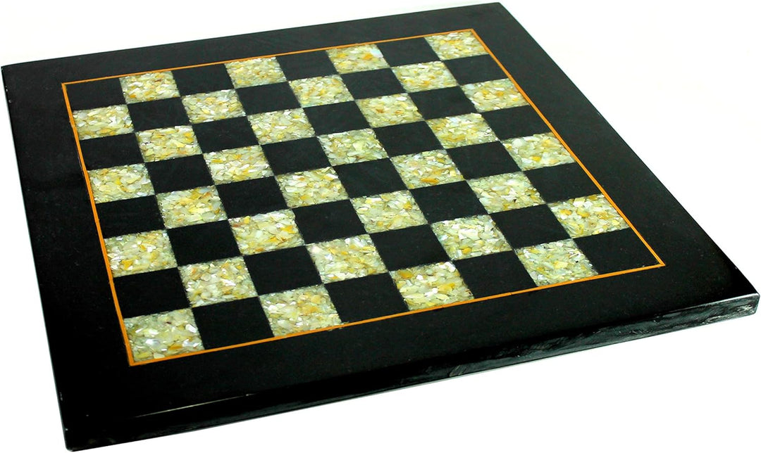 Collectible Black Marble and Mother of Pearl (MOP) Chess Board