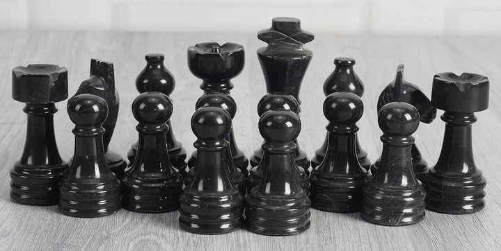 Marble Chess Pieces Black & Marinara 3.5 Inch