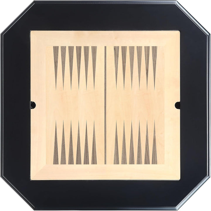 Reversible Chess Checker Game Table w/Backgammon Game Tray (Black)