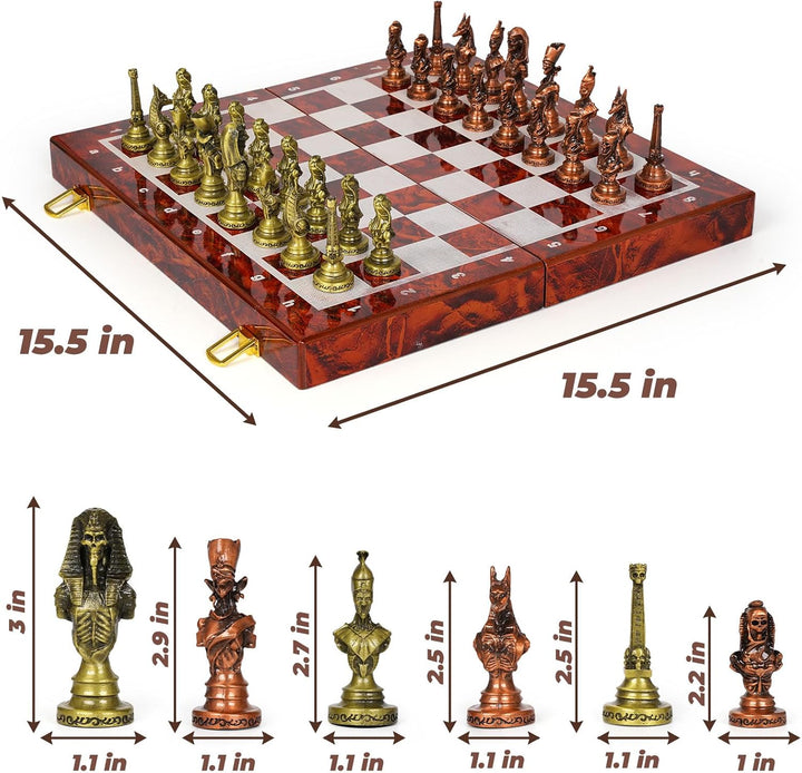 Egyptian Themed Metal Chess Set
