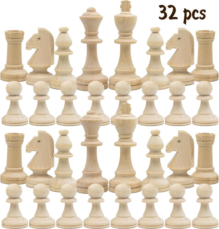 Unpainted Wood Chess Pieces Only for Board Games