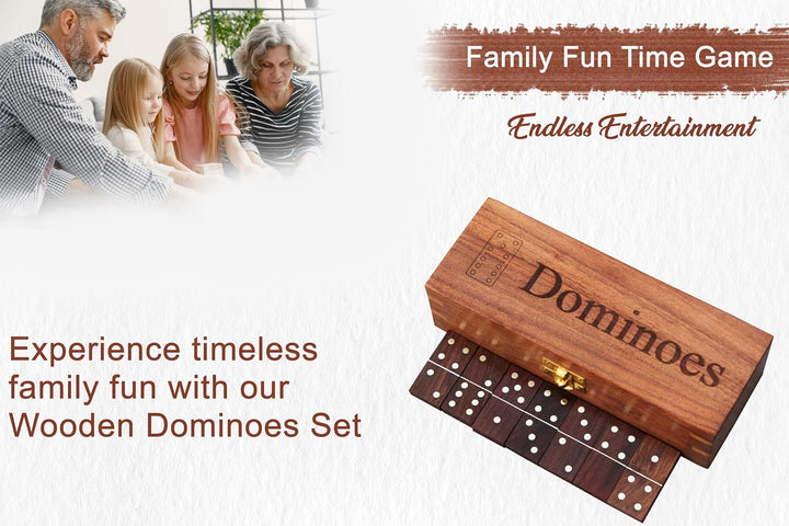 Double six Dominos set 28 tiles with wooden box