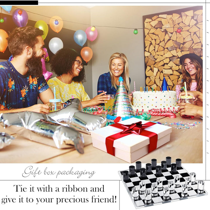 Acrylic Chess Set for Decor and Playing - Modern Black and Clear Chess