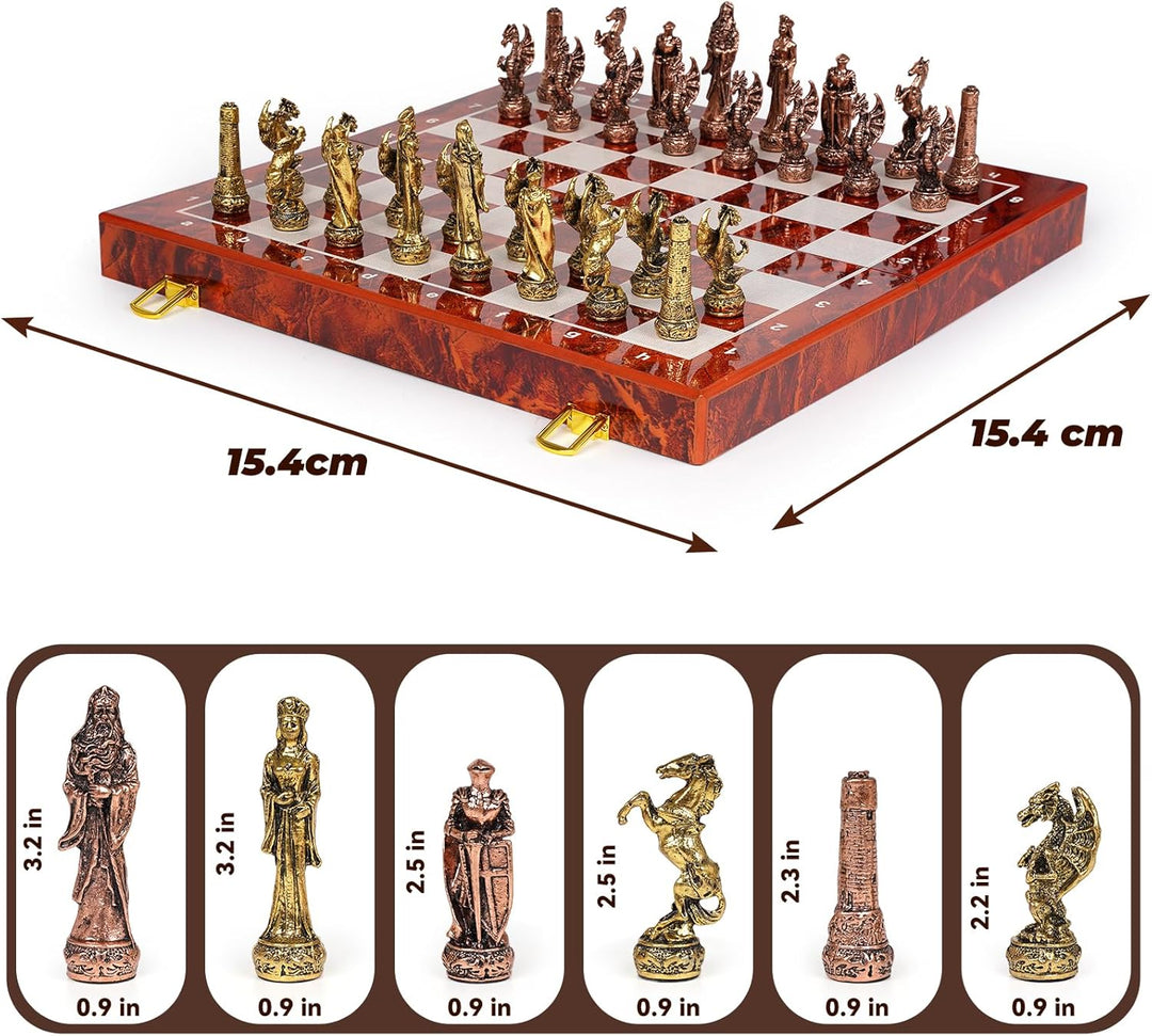 Vintage Figurine Metal Chess Set