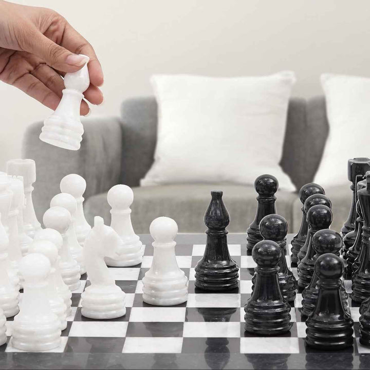 Marble Chess Set 15 Inches White and Black