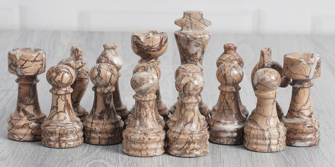 Marble Chess Pieces Black & Marinara 3.5 Inch