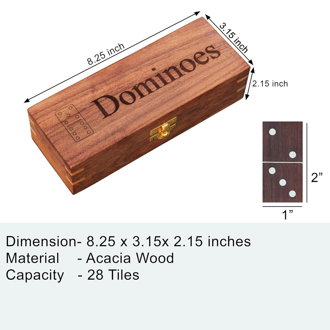 Double six Dominos set 28 tiles with wooden box