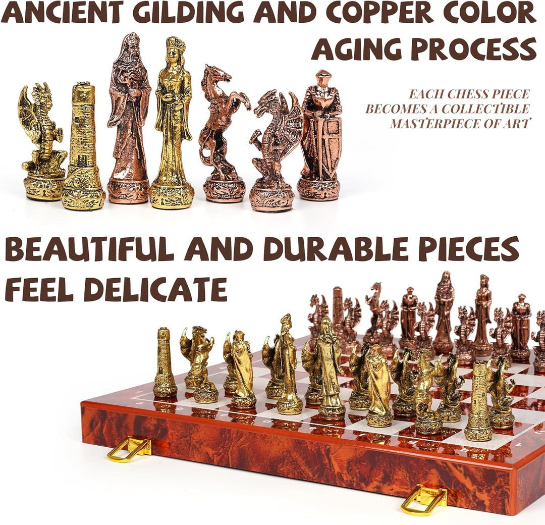 Vintage Figurine Metal Chess Set